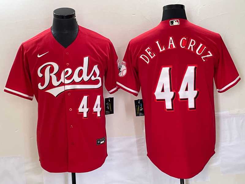 Mens Cincinnati Reds #44 Elly De La Cruz Red Cool Base Stitched Baseball Jersey